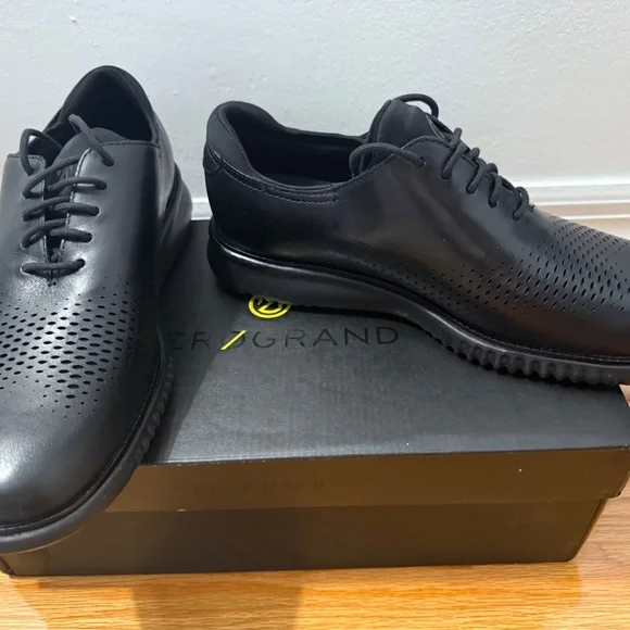 Cole Haan 2 ZeroGrand LSR Wing Black Leather Shoes Size 9M - Picture 2 of 5